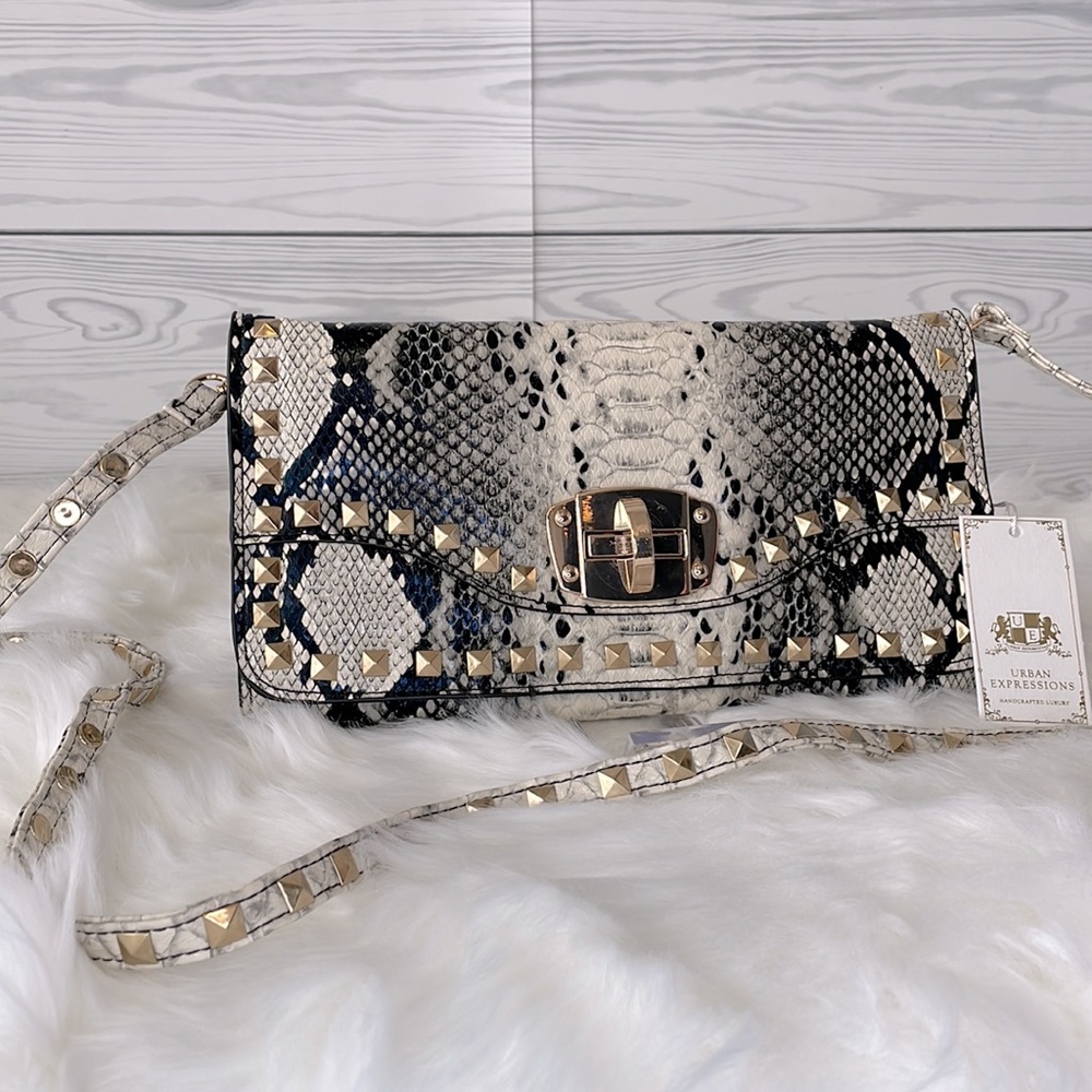 Urban Expressions Snake Print/Stud Crossbody
